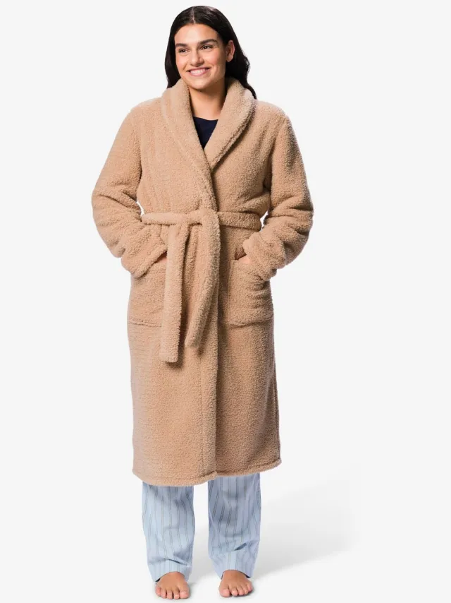 HEMA Damesbadjas teddy lichtbruin (lichtbruin)