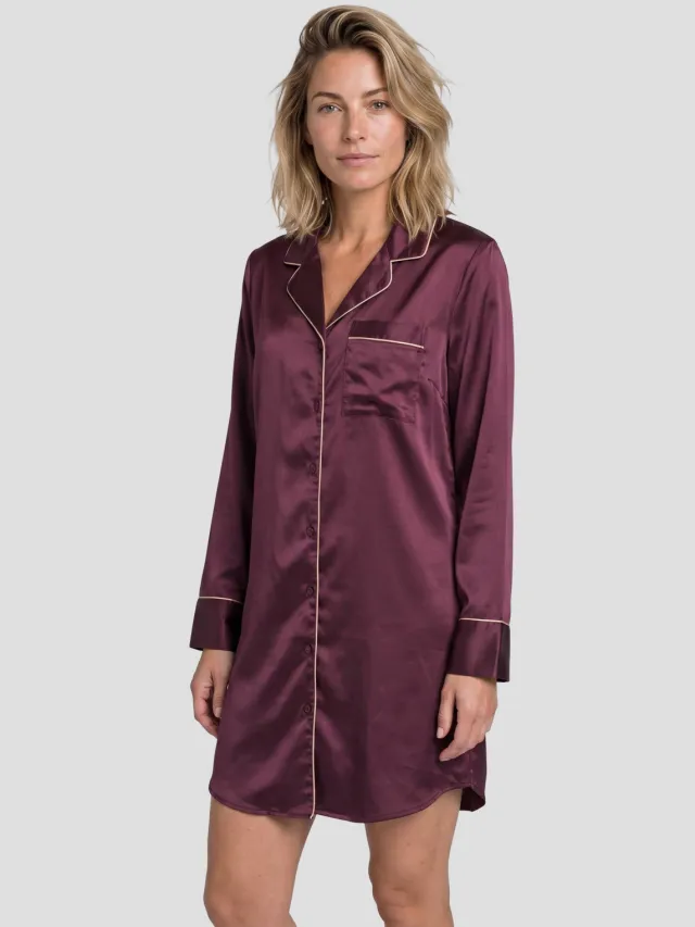 Dreamcovers satijnlook nachthemd bordeaux