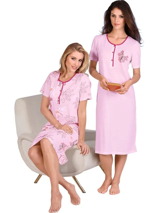 Nachthemden roze + roze geprint