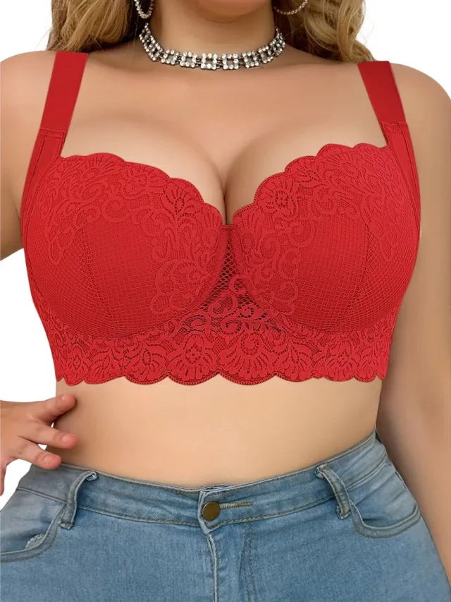 Currero BH Zonder Beugel - Strapless - Zonder Bandjes - Met Voorsluiting - Push-up Bh's - Comfort Beha - Comfortabel - Grote Sluiting - Rood - Cupmaat