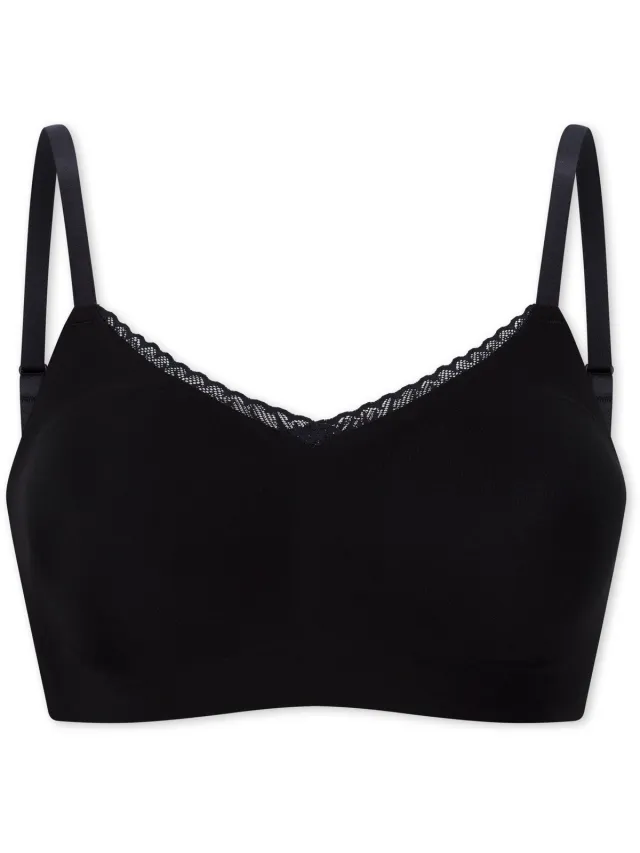 Schiesser dames Invisible Soft Lace naadloos bustier met uitneembare pads - kant (1-pack) - bralette - zwart