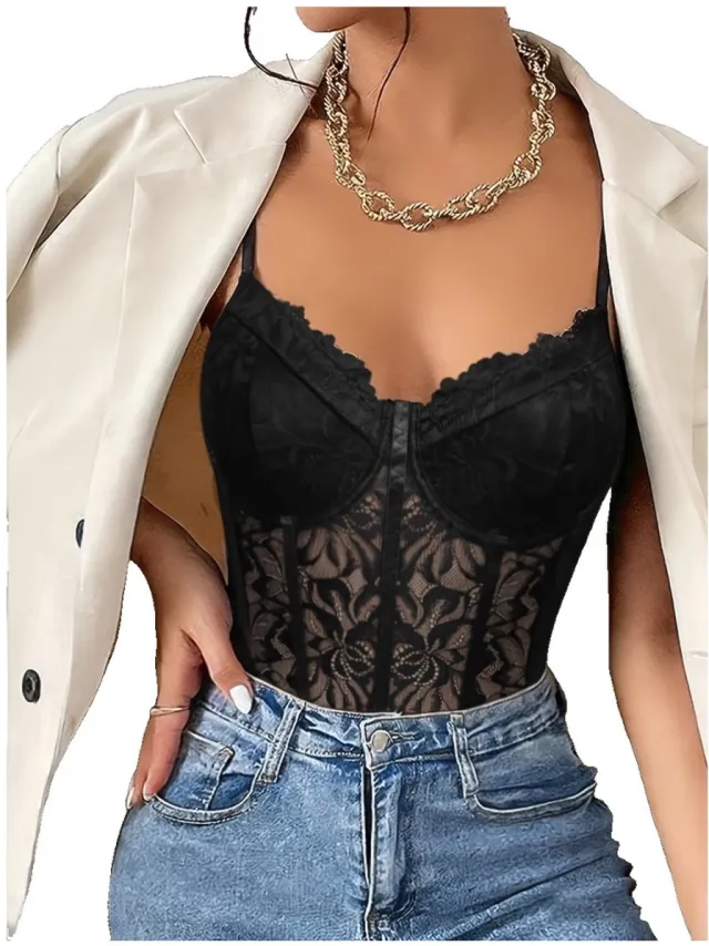 Currero Bodysuit Dames - Shapewear - Bodystocking - Corrigerende Body - Ingebouwde BH - Vormgevend & Afslankend Effect - Zwart
