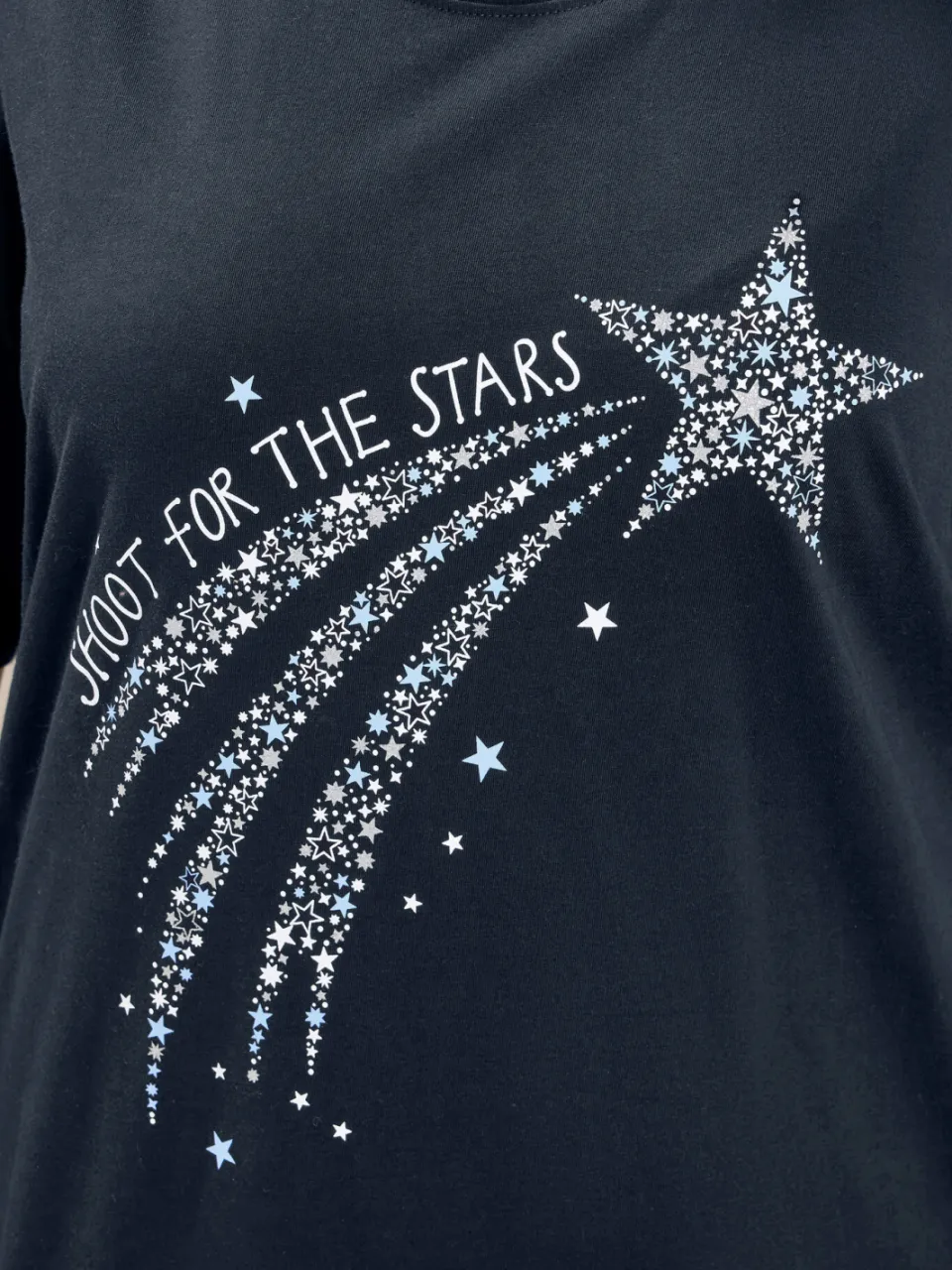 Yours Curve Marineblauw Nachthemd Met 'Shoot For The Stars'print-44, foto 5