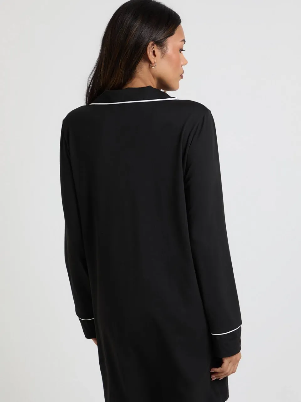 boohoo Dames Zwangerschapsnachtjapon met pijpdetail zwart, foto 3