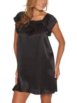 Lady Avenue Pure Silk Baby Doll Dress Zwart