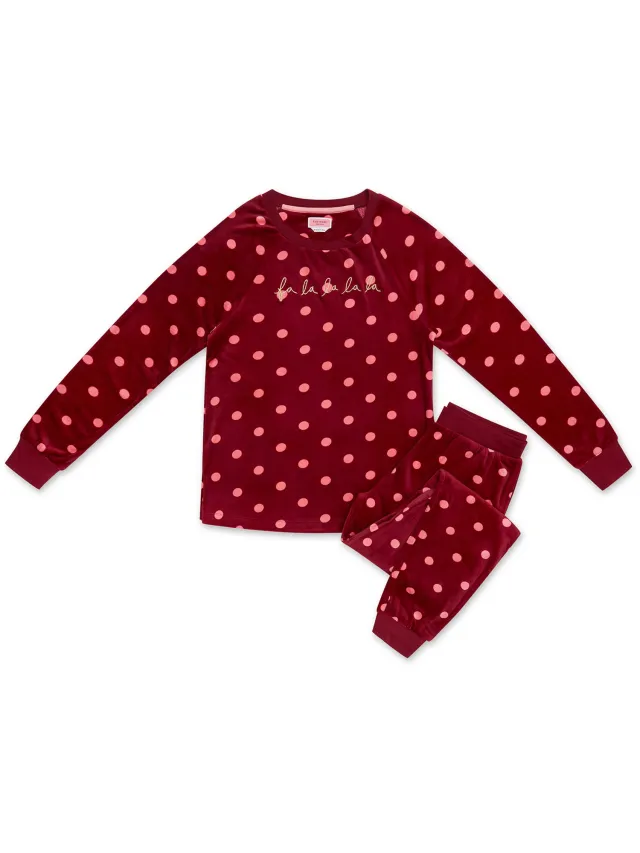 ESOTIQ Kate Spade - Rekbare Fluwelen Pyjamaset - Dames - Rood