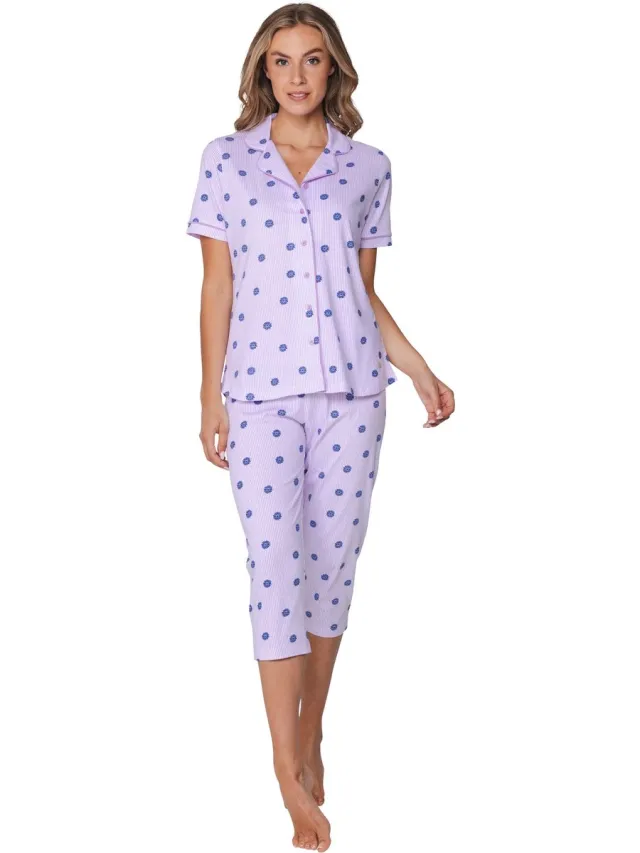 Rebelle MyRebelle - Pyjama - Waterflower - Organisch Katoen - Paars - Doorknoop