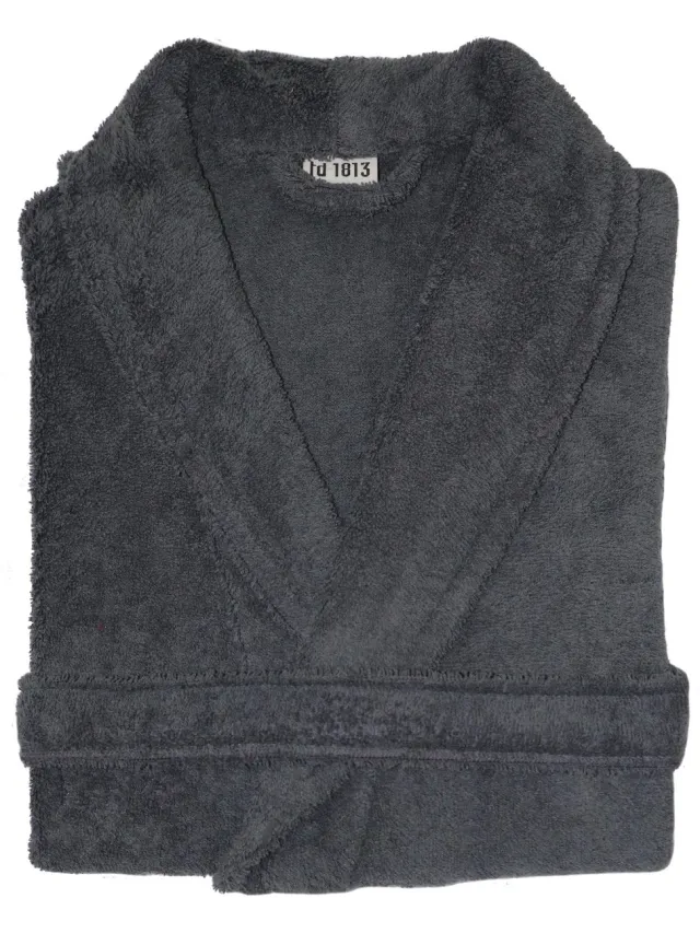 Twentse Damast Badjas Alexis Donkergrijs - Badstof Katoen - Badjassen unisex antraciet
