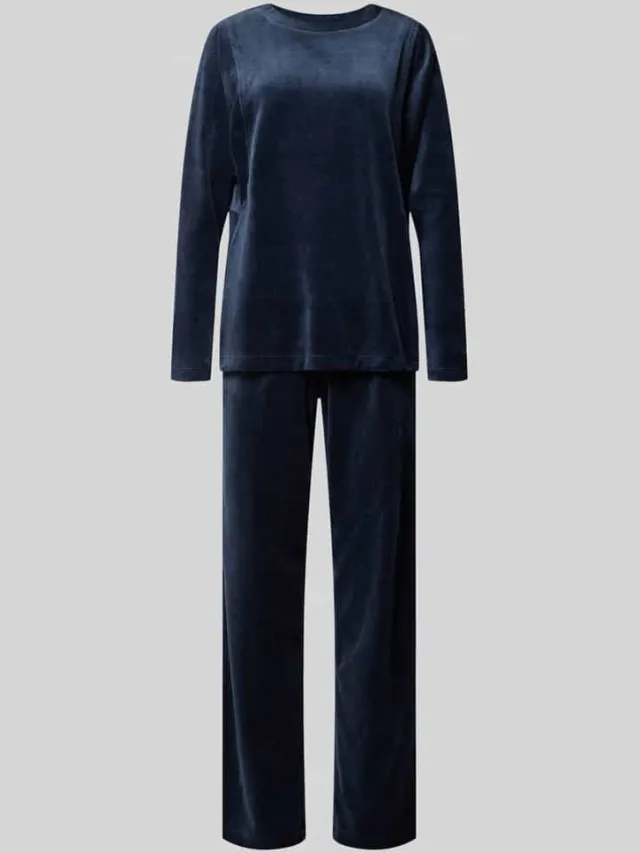 Schiesser Loose fit pyjama met ronde hals Donkerblauw
