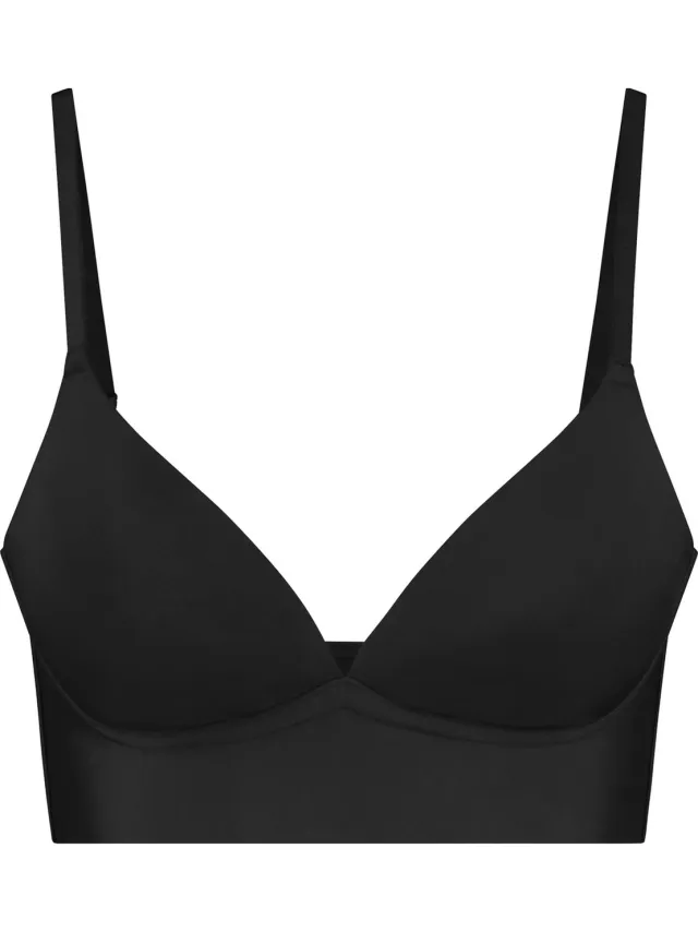 Bye Bra Bye Push-up Bralette, Naadloze, draadloze bh-top met verstelbare bandjes, Diepe decolleté, Lichte ondersteuning voor dagelijks gebruik, Beige & Zwart (VK, Alpha, M, Regular, Regular, Standard, Zwart)
