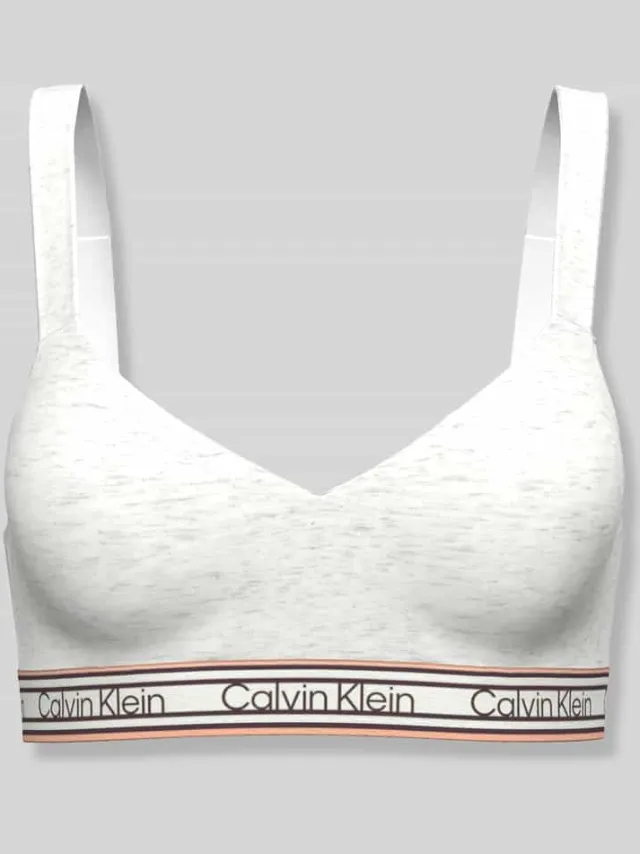 Calvin Klein Bralette van katoenmix met logo in band lichtgrijs gemêleerd, foto 2