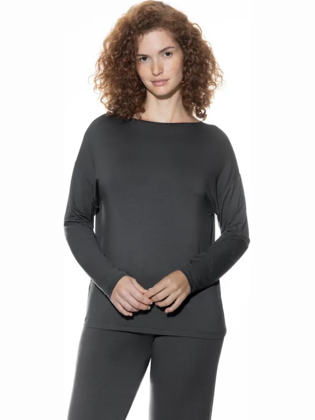 Mey T-shirt met lange mouwen Serie Pure Chic Thunder Grey grijs