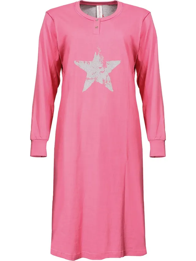 Irresistible Dames Nachthemd - 100% Gekamde Katoen - Roze