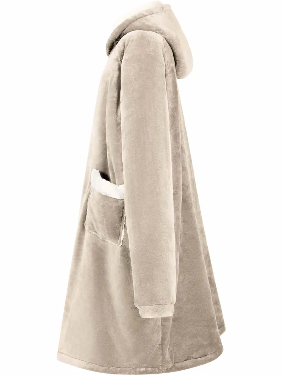 vidaXL Deken hoodie Beige M Fleece en Flanel, foto 3