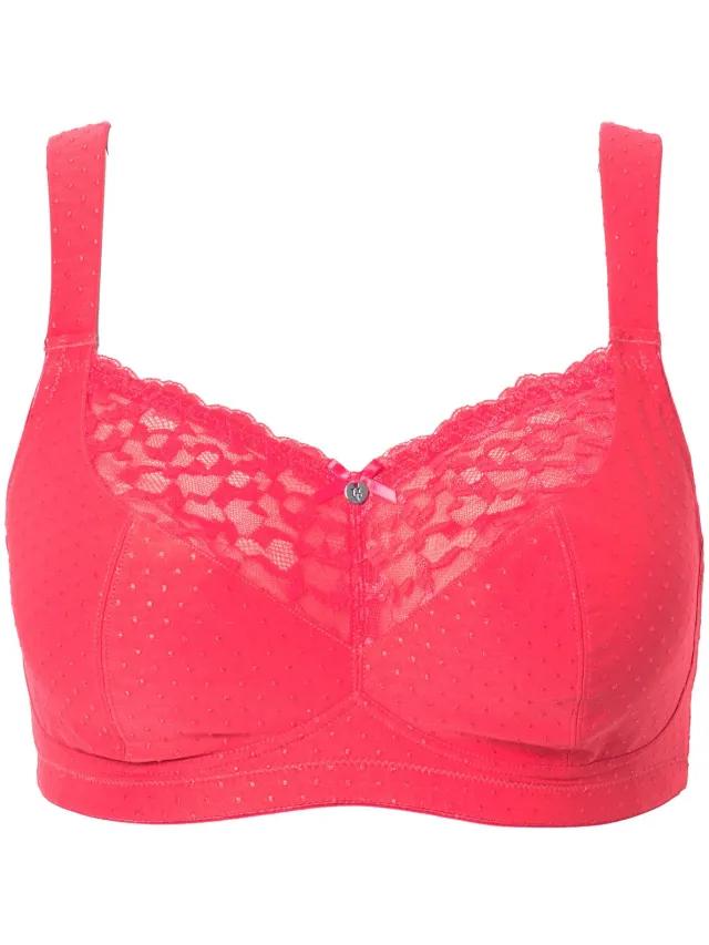 Ulla Popken Dames - Comfortbeha kant zonder beugel - Roze