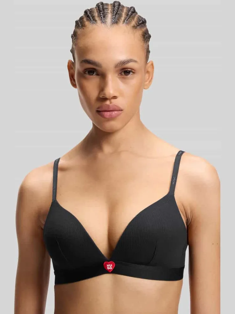 bralette met logodetail model 'HUGO HEART TRIANGLE' zwart, foto 3