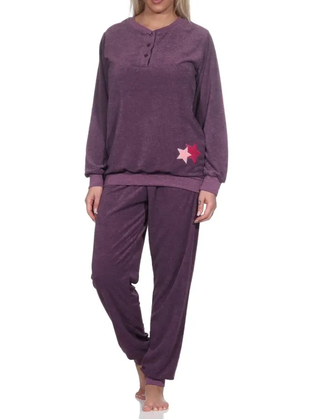 Normann badstof pyjama voor dames Loungewear met sterrenmotief - ook in oversize beere