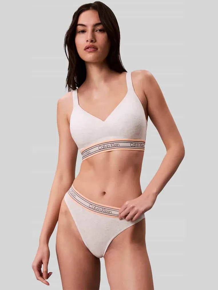 Calvin Klein Bralette van katoenmix met logo in band Lichtgrijs gemêleerd