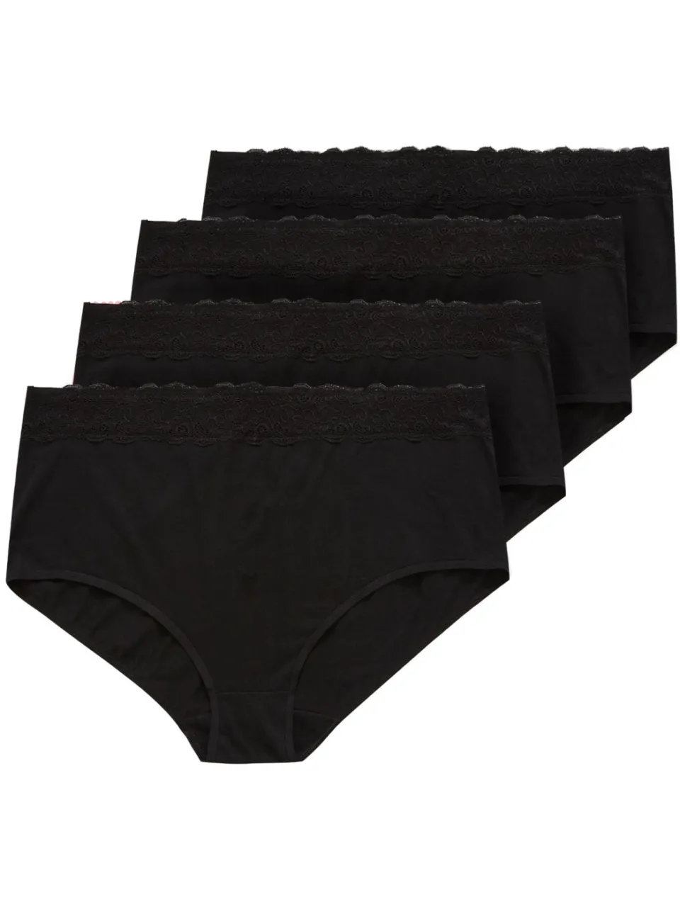 Yours 4 Pack Katoenen Tailleslips Met Kant In Zwartsize 46-48, foto 3
