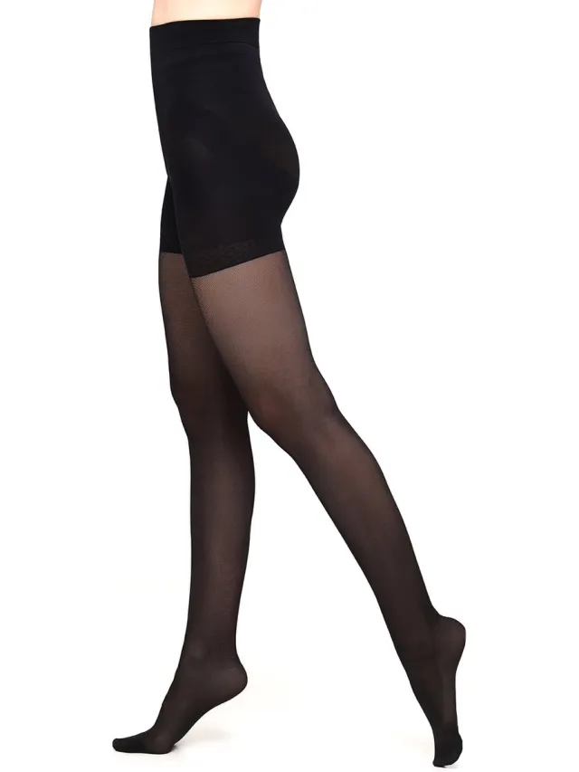 Giulia Effect Up 40den half-sheer Panty met Lift-Up effect - Zwart
