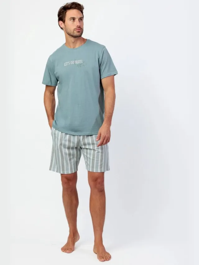 Admas Let’s Go Travel Korte Pyjama Heren (Groen)