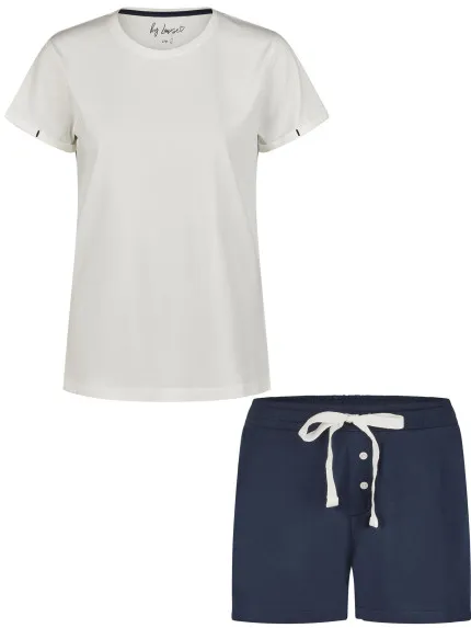 By Louise Essential dames korte pyjama set shortama off-white, foto 2