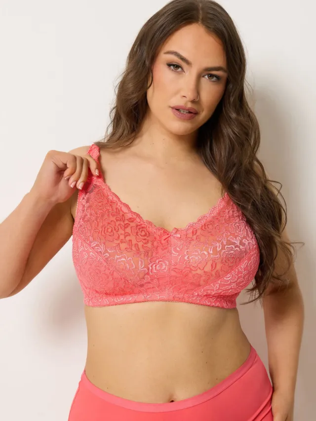 Yours Roze Glanzende Kanten Beugelbeha Zonder Vulling En Zonder Beugels, foto 4