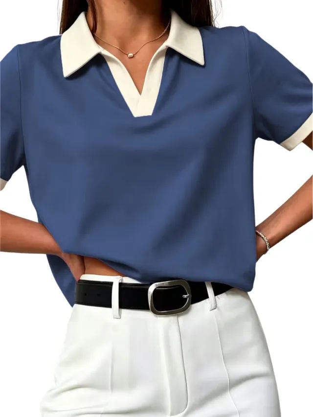Currero Topje Dames - Top Kleding - Shirt - Blouse - Kort - Volwassen - Marineblauw