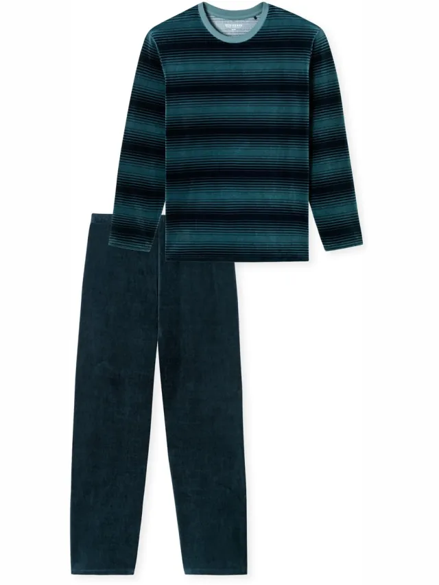 Schiesser Pyjama lang - Heren - Pyjamas 816 Jeansblau