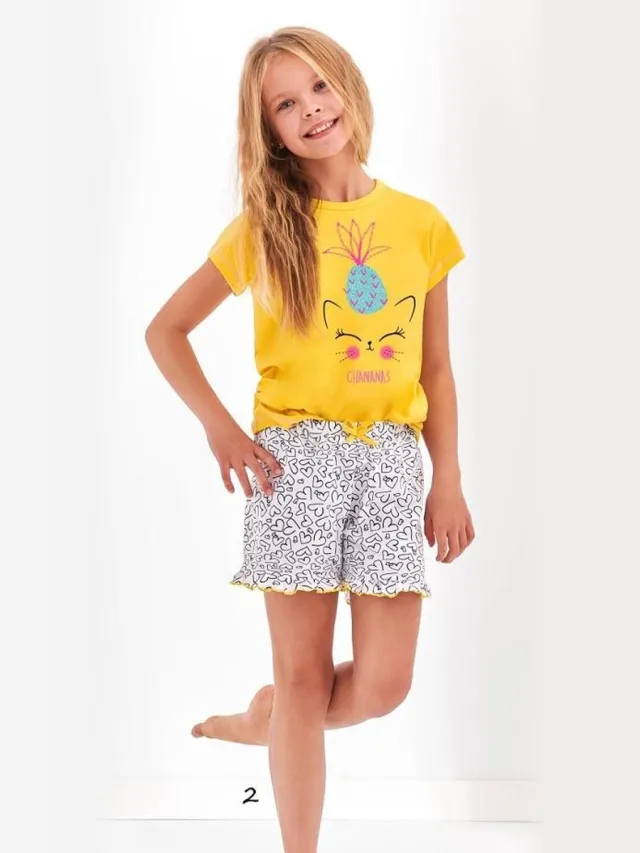 Taro Short Pyjama Klara. Maat: 116 cm / 6 jaar Geel - multi
