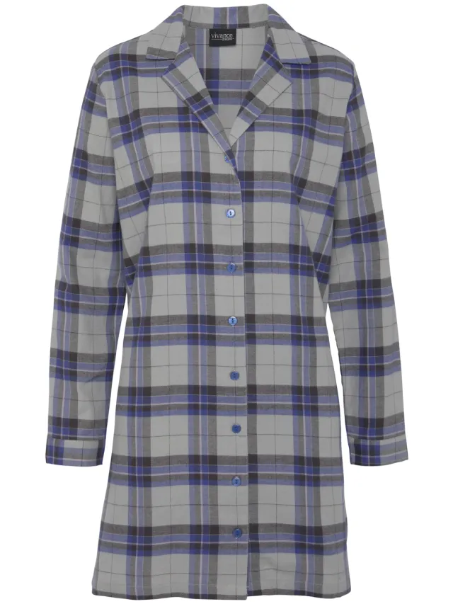 nachthemd blauw grijs geruit blauw/grijs geruit