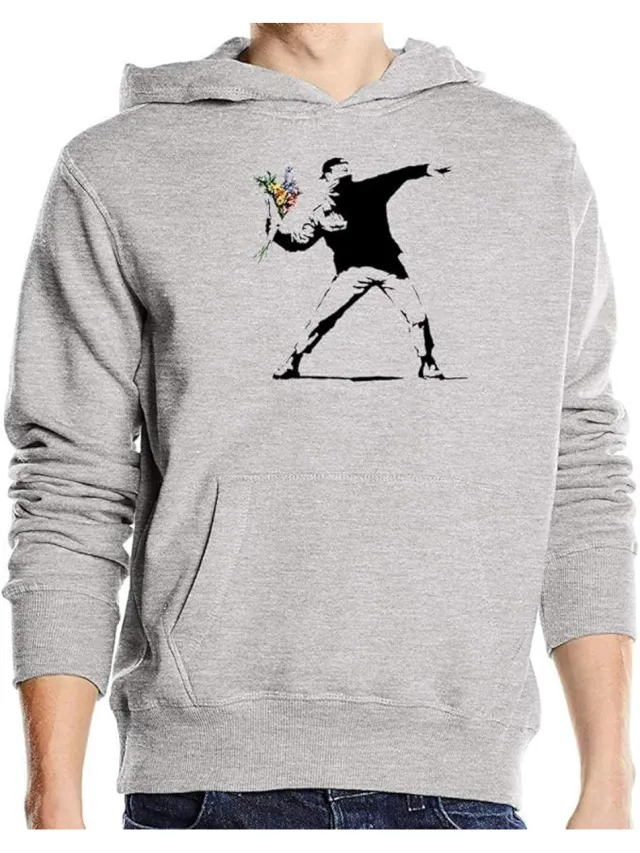 I Like Socks BANKSY - LOVE IS IN THE AIR ULTRA HEAVY - Hoodie - Grijs licht grijs