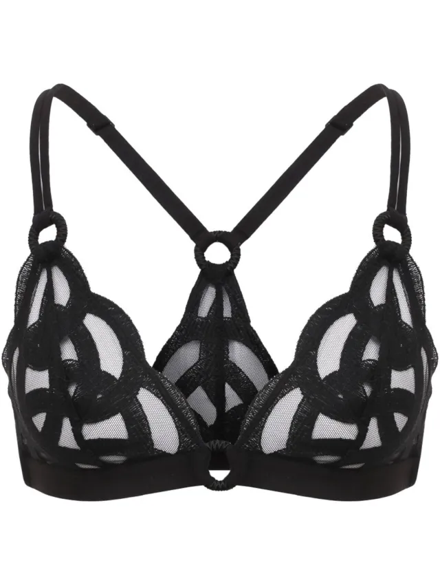ESOTIQ Kimbaku Triangle Livy - Beha - Zwart - Kanten driehoekcups