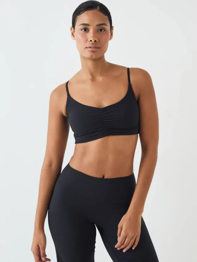 DSGN Studio Dames Dsgn Studio Zachte Luxe Sport-bh Met Gerimpelde Voorkant En Golvende Rand Washed Black