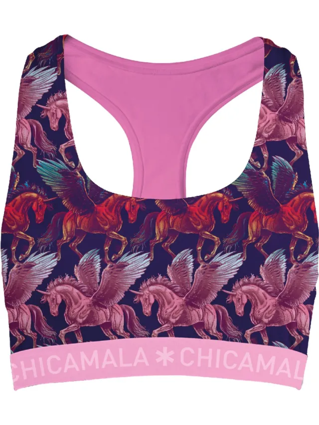 Muchachomalo Chicamala – Dames Racerback - BH zonder beugel – Dames Ondergoed – Lingerie - Sport BH – Kleding - 95% Katoen – Dames kleding Multi
