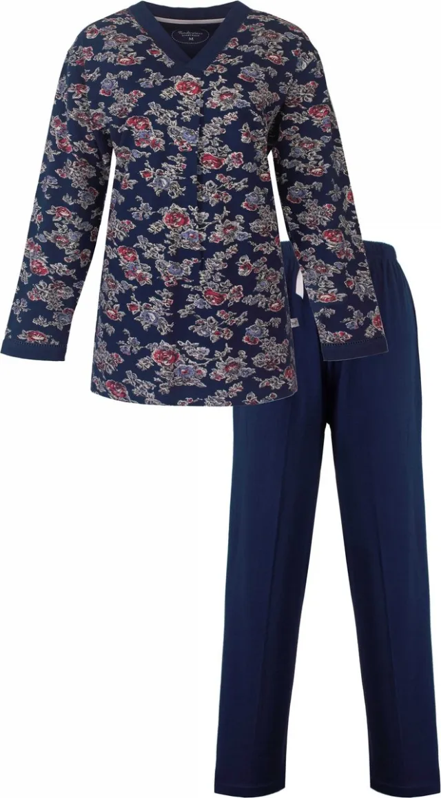 Tenderness Dames Pyjama - Lange Mouwen - Navy Blauw