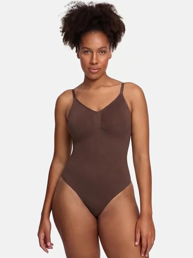 cfab Bodysuit met corrigerende shapewear en slipje - Bruin - M - Corrigerende Body - Naadlos - corrigerend ondergoed dames