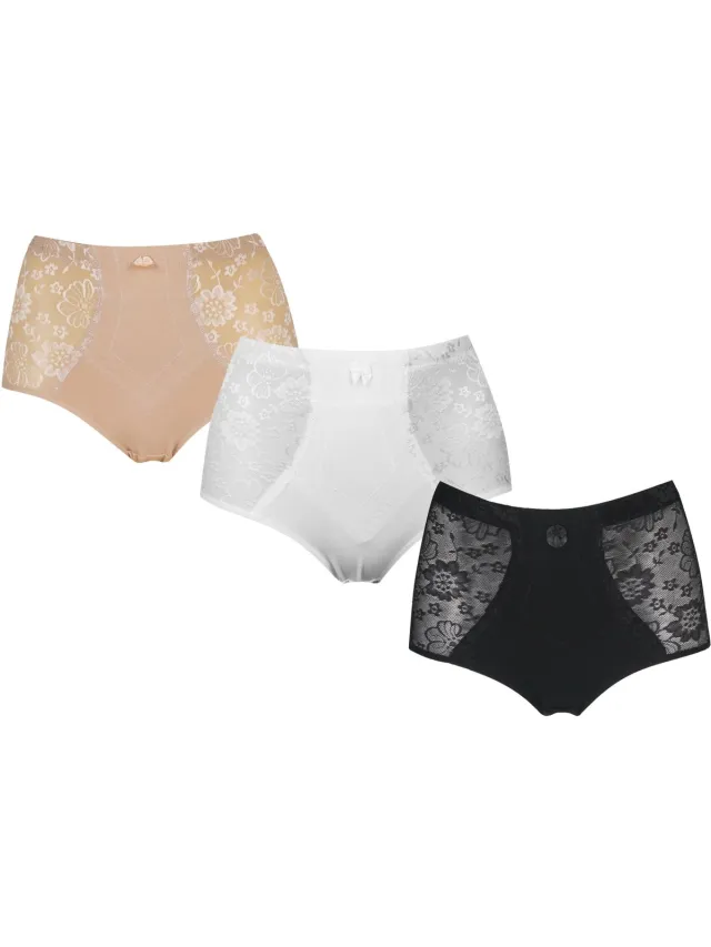 J&C JC 3-Pack Licht corrigerende dames slips H201 ass Blauw