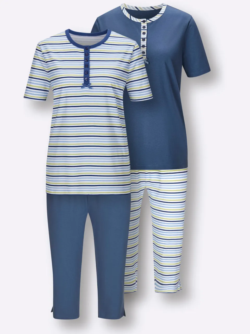 Capri-pyjama's jeansblauw/jeansblauw gestreept, foto 3