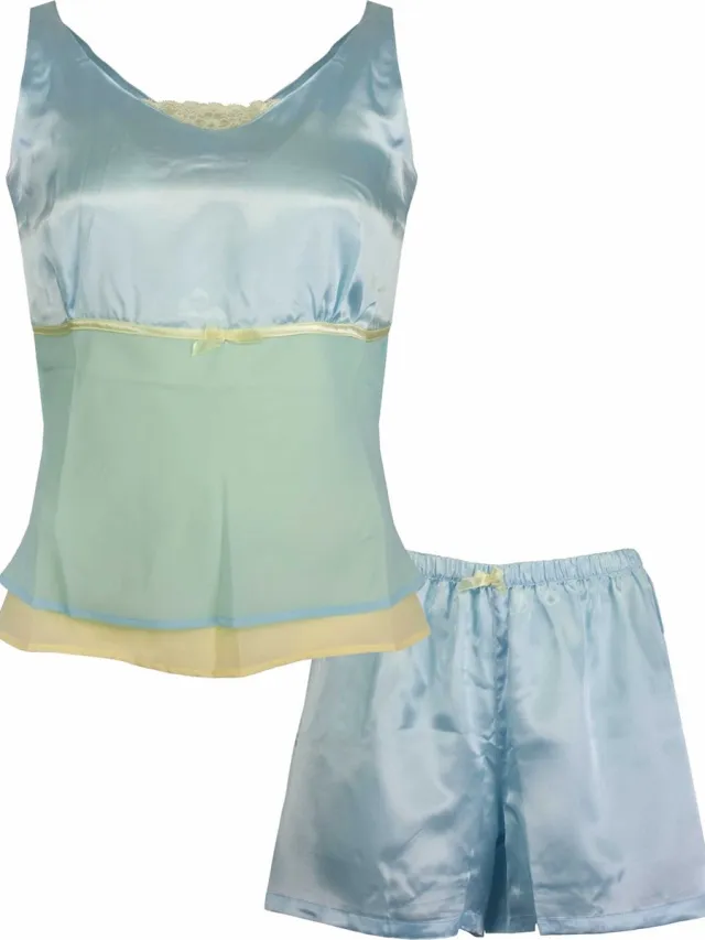 Irresistible Dames Shortama - Satijn - Blauw