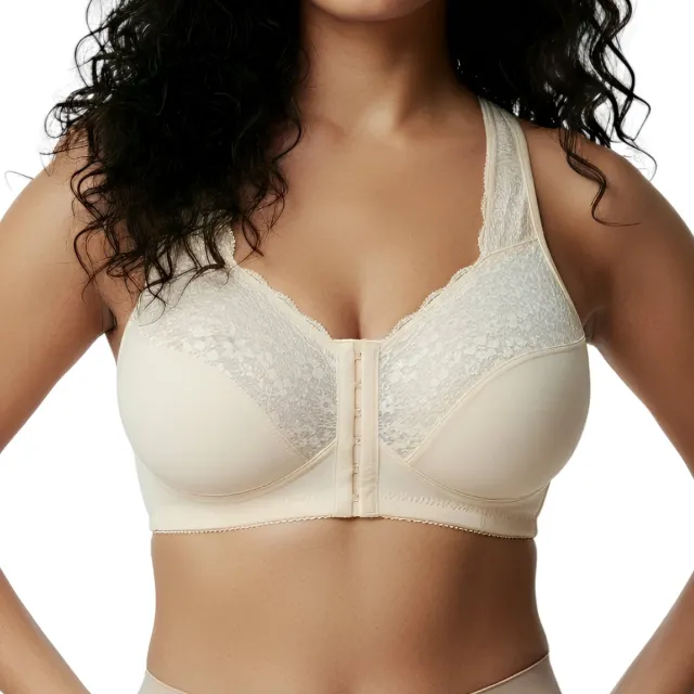 Shapetape BH met voorsluiting dames - BH zonder Beugel - Licht Corrigerend - Beige - Comfort BH - postoperatieve bh - BH Grote maten - Push-up-beha's - Onzichtbare BH - Ondersteunende BH - Beha dames - Niet voorgevormde BH