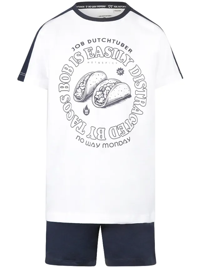 No Way Monday x Job Dutchtuber - Pyjama - Dress Blues wit