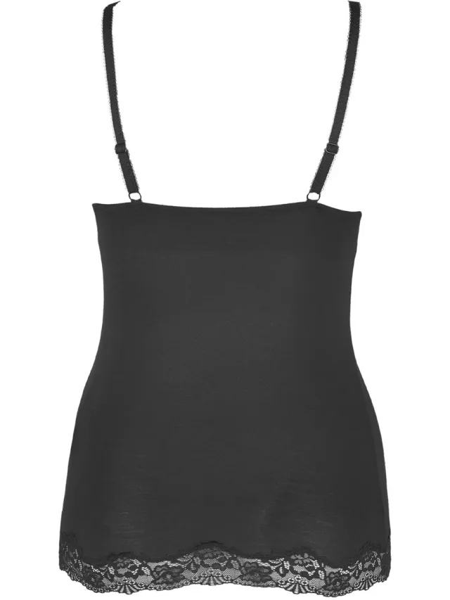 Nina von C. Nina von C BH hemdje - Zonder Beugel - Modal - Hemd met ingebouwde bh - Spaghetti bandjes - 75C - Zwart