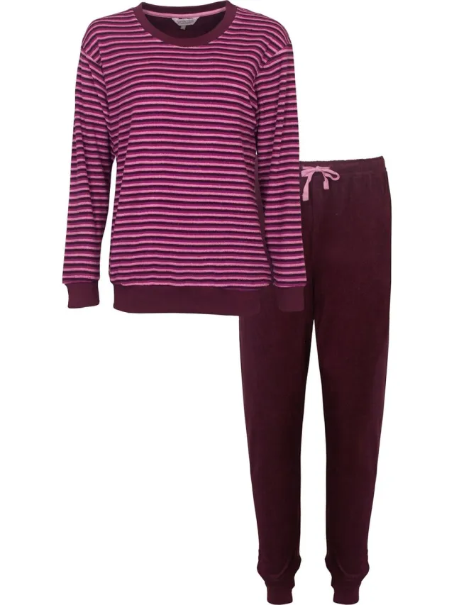 Tenderness Dames Pyjama - Badstof - Lange Mouwen - Paars