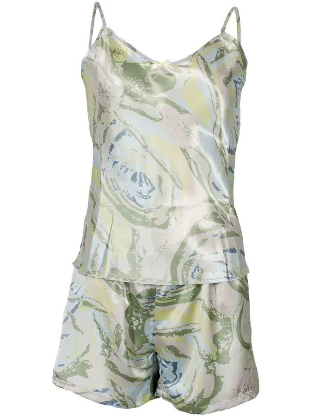 Irresistible Dames Shortama - Pyjama Set - Satijn Blauw