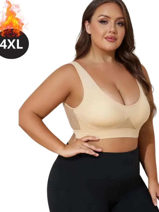 Bovista BH Zonder Beugel - Zonder Bandjes - Push-up Bh's - Comfort Beha - Comfortabel - Sterk - Dames - Plus Size - Beige