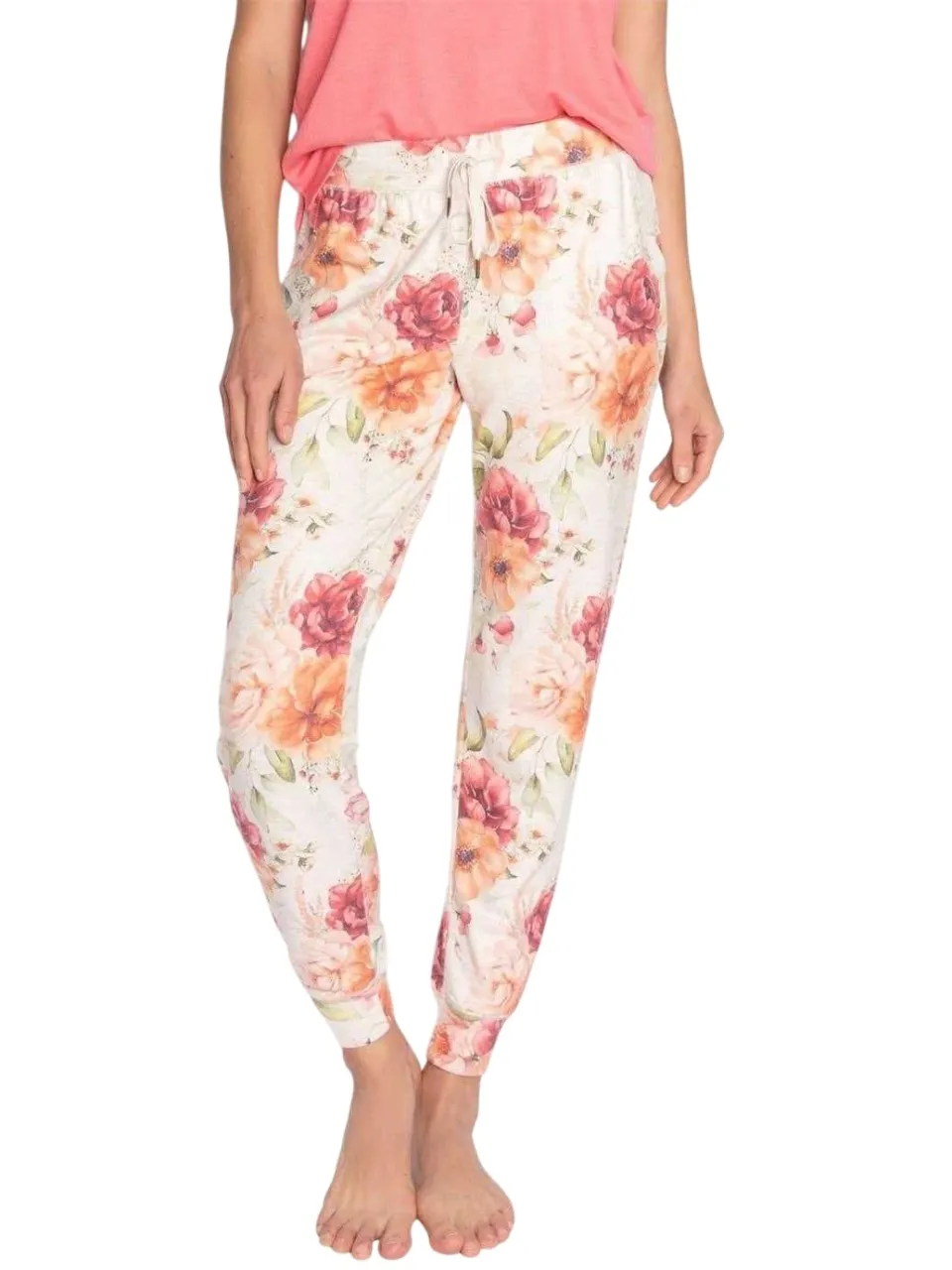 PJ Salvage Dames/Dames Jersey Bloemen Pyjamabroek (Beige), foto 2