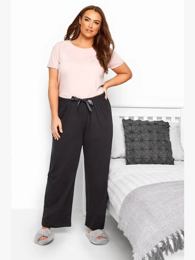 Yours Pyjamabroek Van Katoen Met Wijde Pijpen In Zwartsize 58-60 Black
