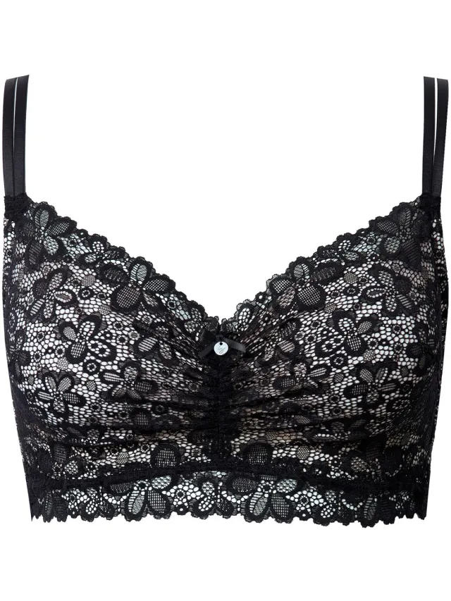 TruYou Dames - TRUYOU bralette kant zachte cups zonder beugel - Zwart