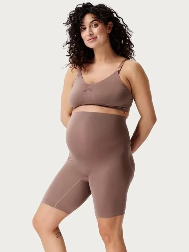 Noppies Niru Naadloze Sensil Zwangerschapsshort Hoog Lange Pijp Deep Taupe